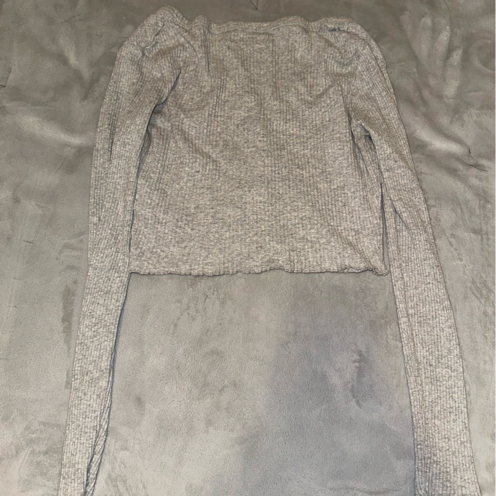 Urban Outfitters Cropped Soft Long Sleeve Light Grey - Picture 4 of 4